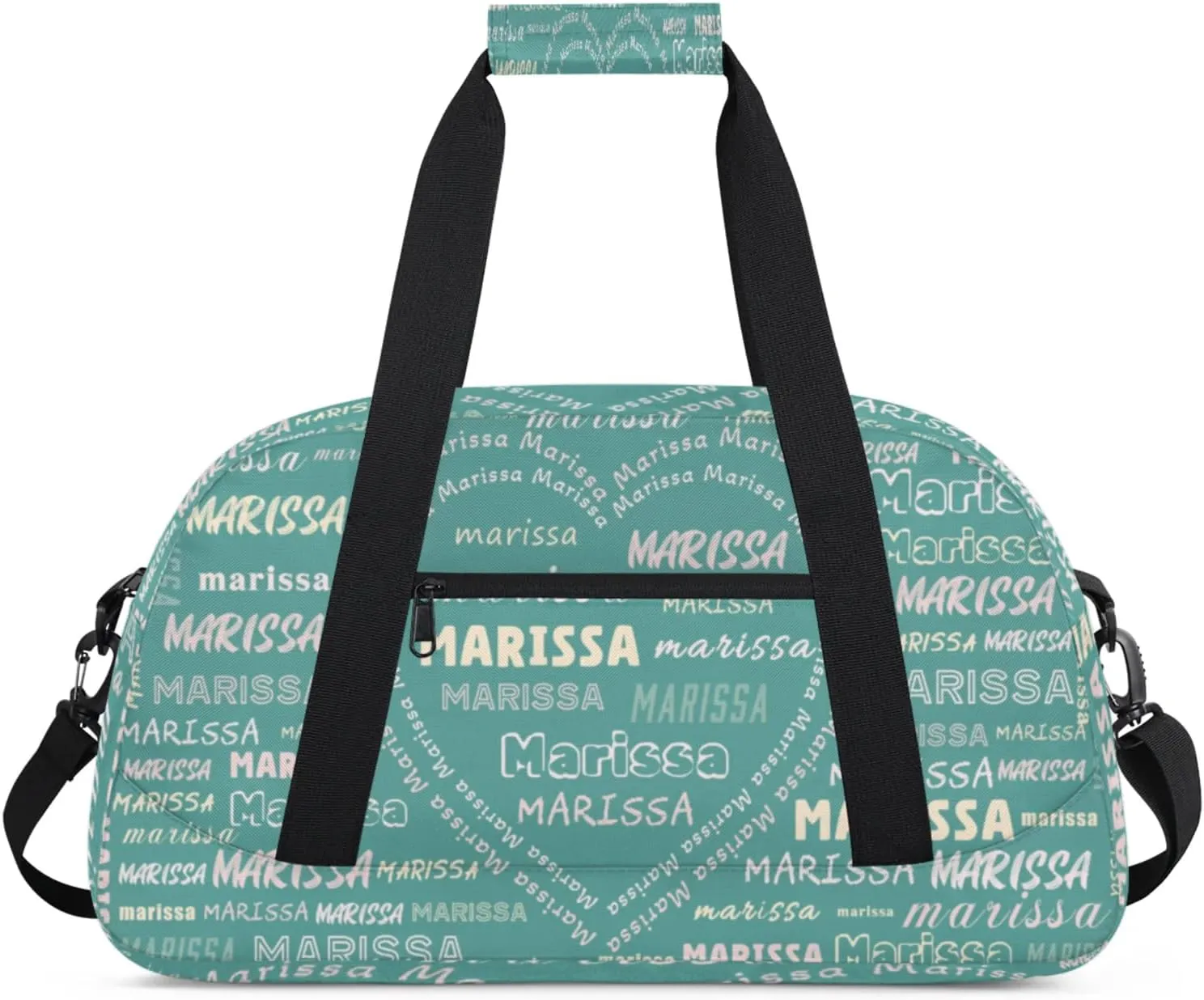 Personalized Kids Sports Duffel Bag with Name Custom Gym Dance Bag for Boys Girls Waterproof Weekender Overnight Bag for Travel Cheerleading Gymnastics Heart Cyan Pink
