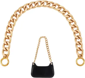 PH PandaHall 24inch Heavy Chunky Aluminum Metal Purse Handle Bag Chains, Bag Strap Gold Chain Handbag Chain Replacement Flat Chain Strap for Handbag Crossbody Tote Underarm Bag Accessories