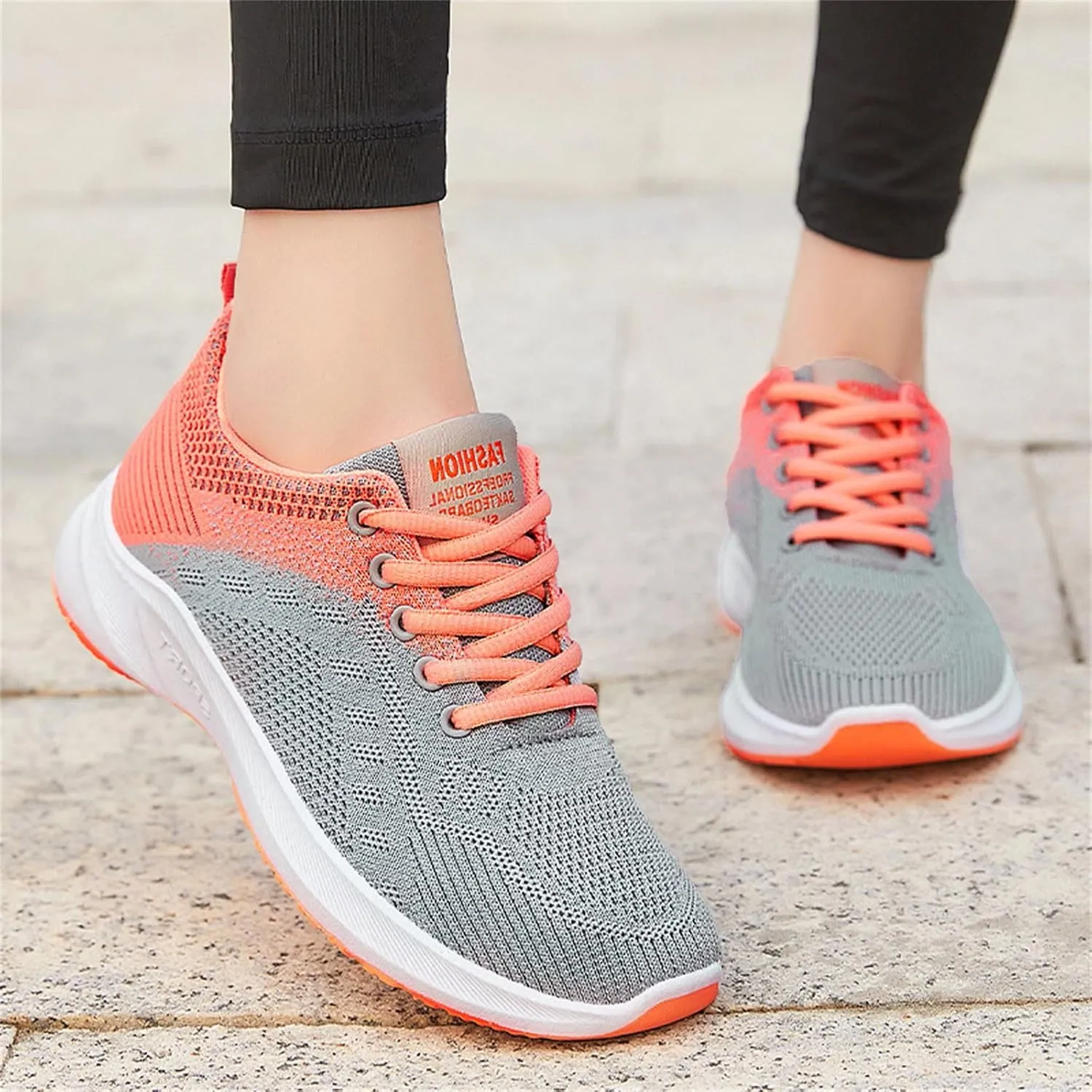 Pimfylm Women's Comfort Walking Shoes Slide Soles, Ultra Light-Weight Ortho Stretch Cushion Shoes for Women Mesh Athletic Style