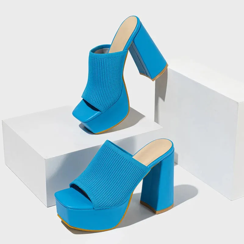 Platform Rome Shallow Thick Bottom Peep Toe Thin Heels Women Sandals Slip-On