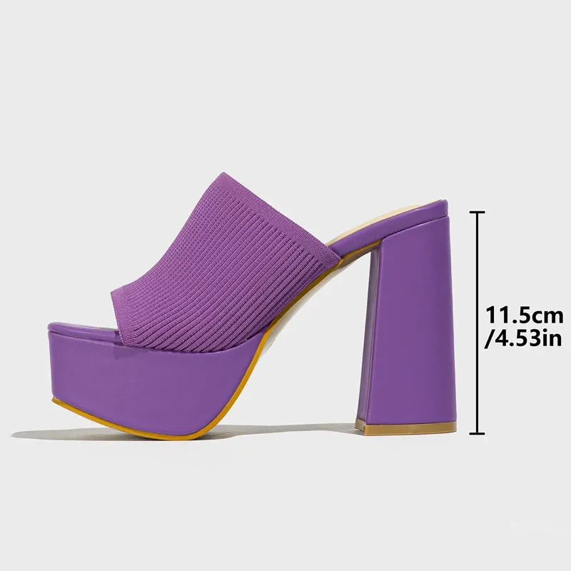 Platform Rome Shallow Thick Bottom Peep Toe Thin Heels Women Sandals Slip-On
