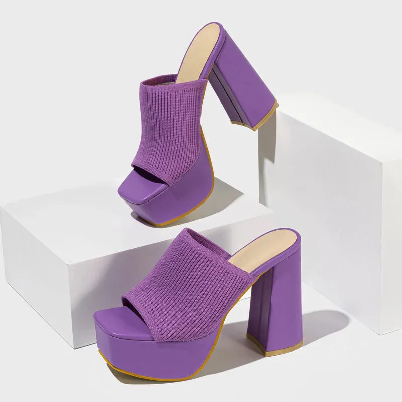 Platform Rome Shallow Thick Bottom Peep Toe Thin Heels Women Sandals Slip-On
