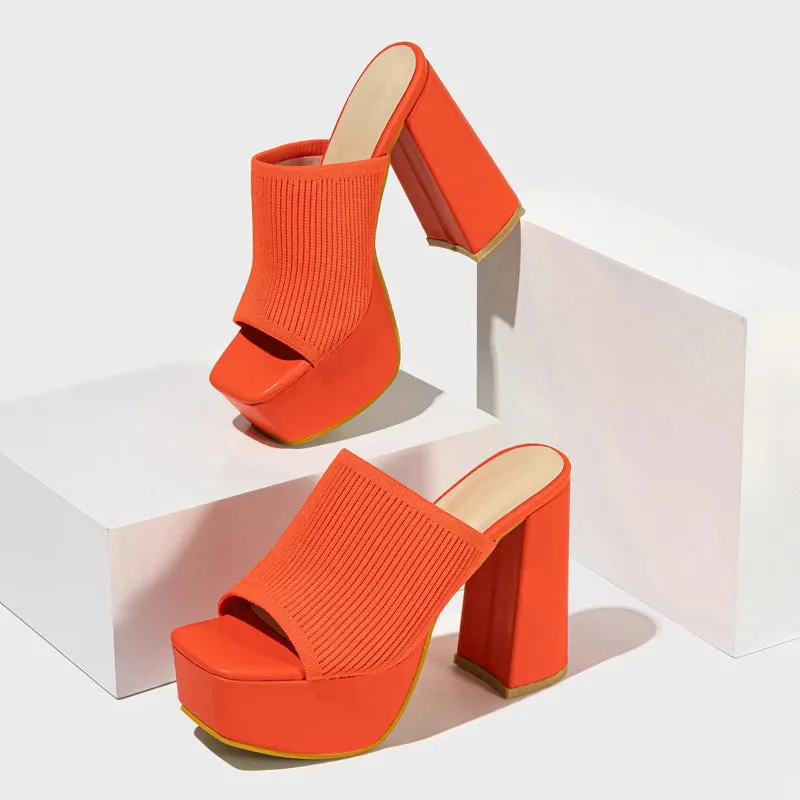 Platform Rome Shallow Thick Bottom Peep Toe Thin Heels Women Sandals Slip-On