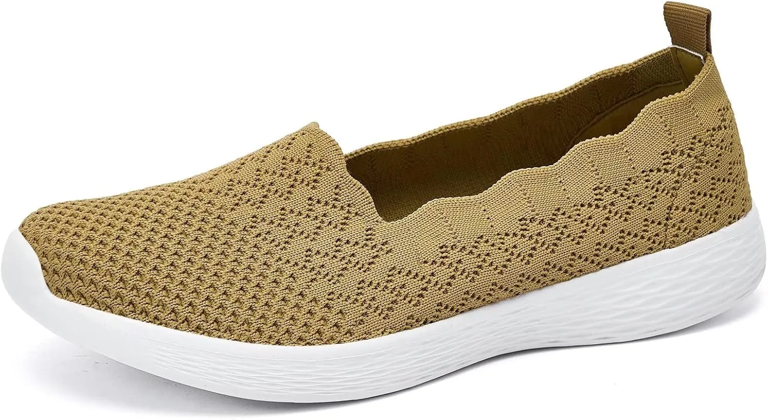 poemlady Women's Slip on Loafer Shoes - Mesh Casual Ballet Flat Nurse Walking Sneakers Knit Round Toe Memory Foam Casual Shoes