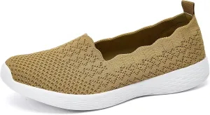 poemlady Women's Slip on Loafer Shoes - Mesh Casual Ballet Flat Nurse Walking Sneakers Knit Round Toe Memory Foam Casual Shoes