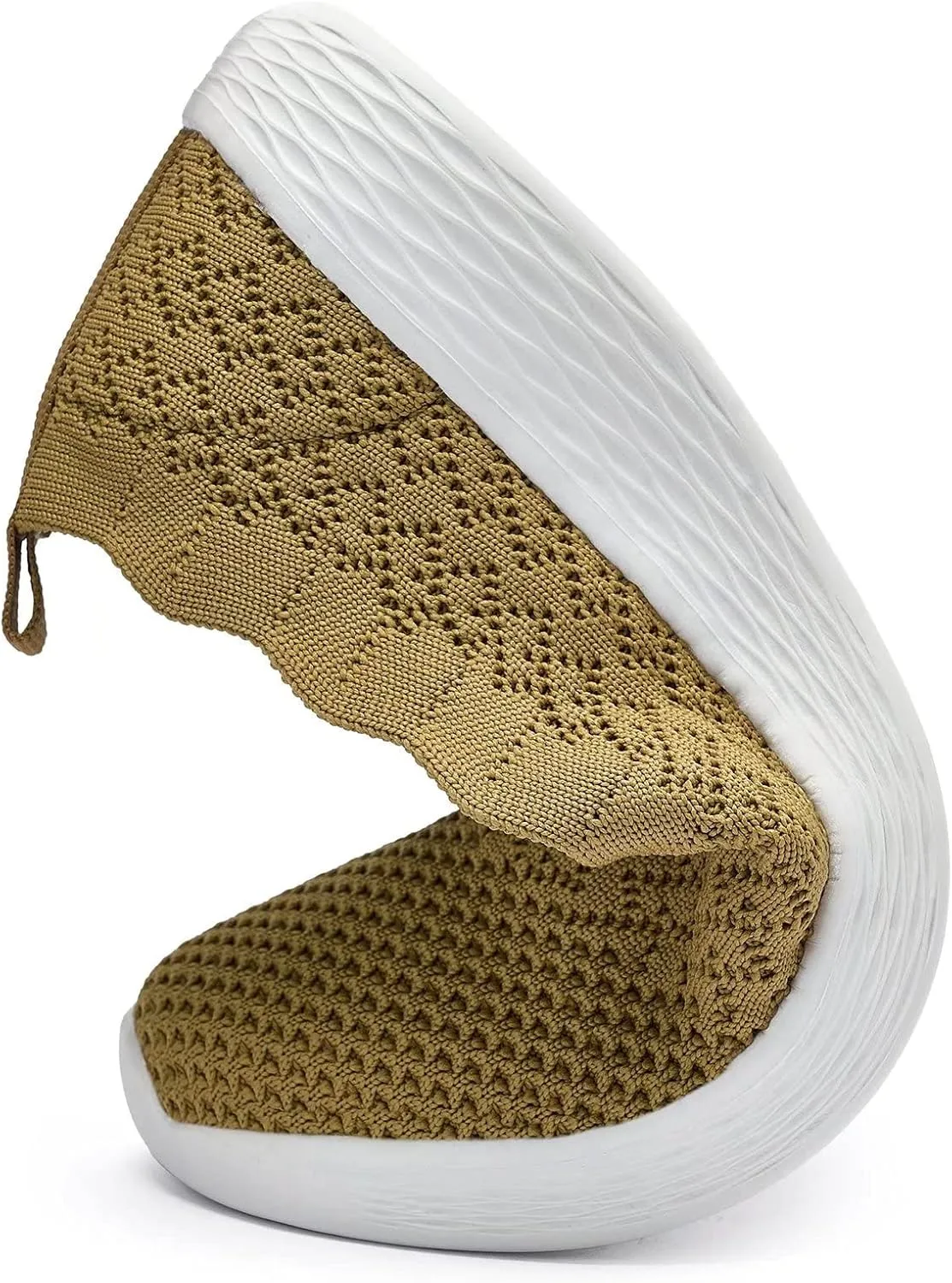 poemlady Women's Slip on Loafer Shoes - Mesh Casual Ballet Flat Nurse Walking Sneakers Knit Round Toe Memory Foam Casual Shoes