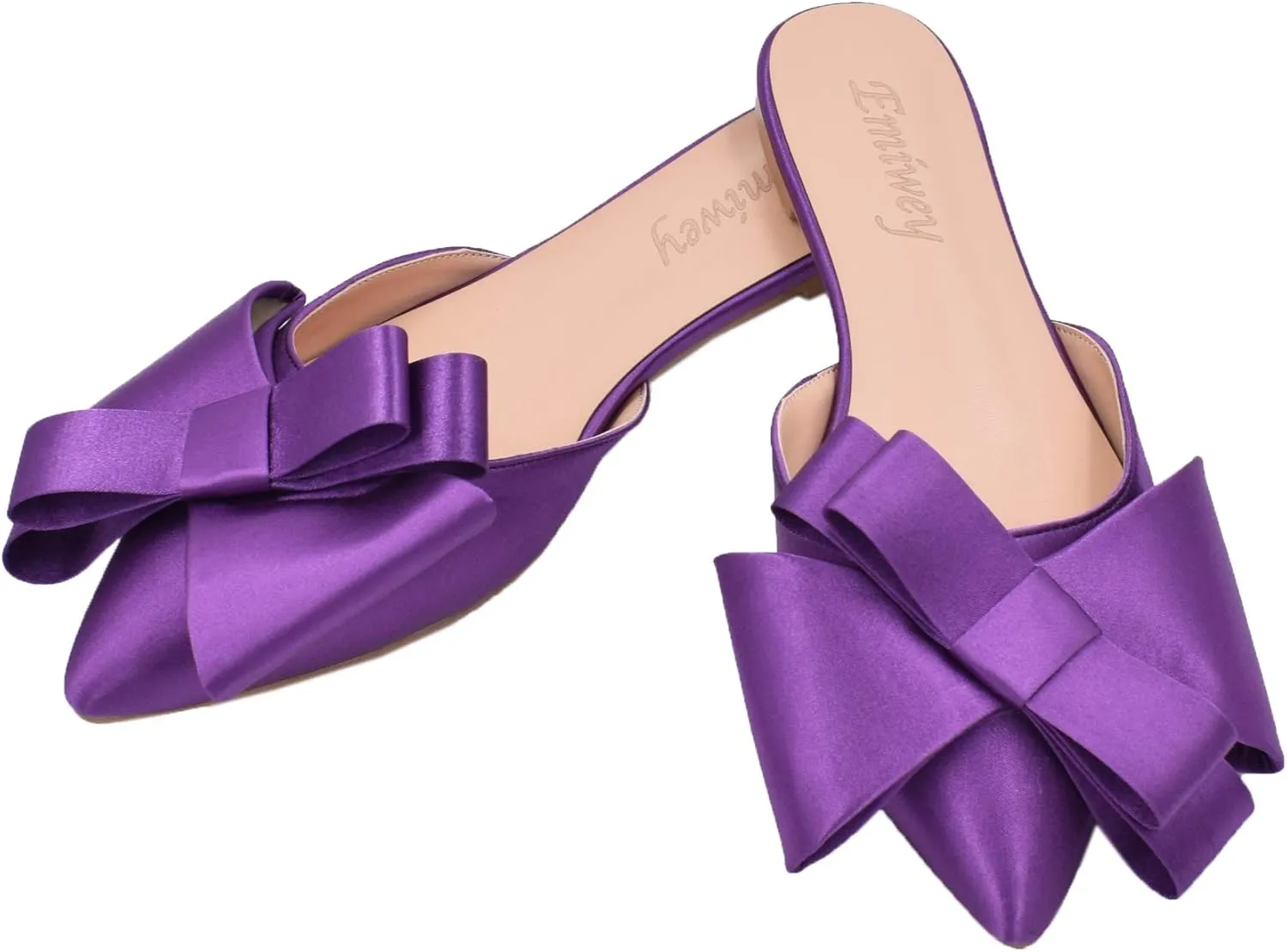 Pointed Toe Bow-Knot Flat Backless Slip On Slide Mules for Women