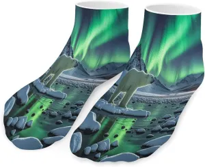 Polar Bears Northern Lights Socks Low Cut Ankle Short Sock Novelty Casual Invisible Liner Socks for Men Women