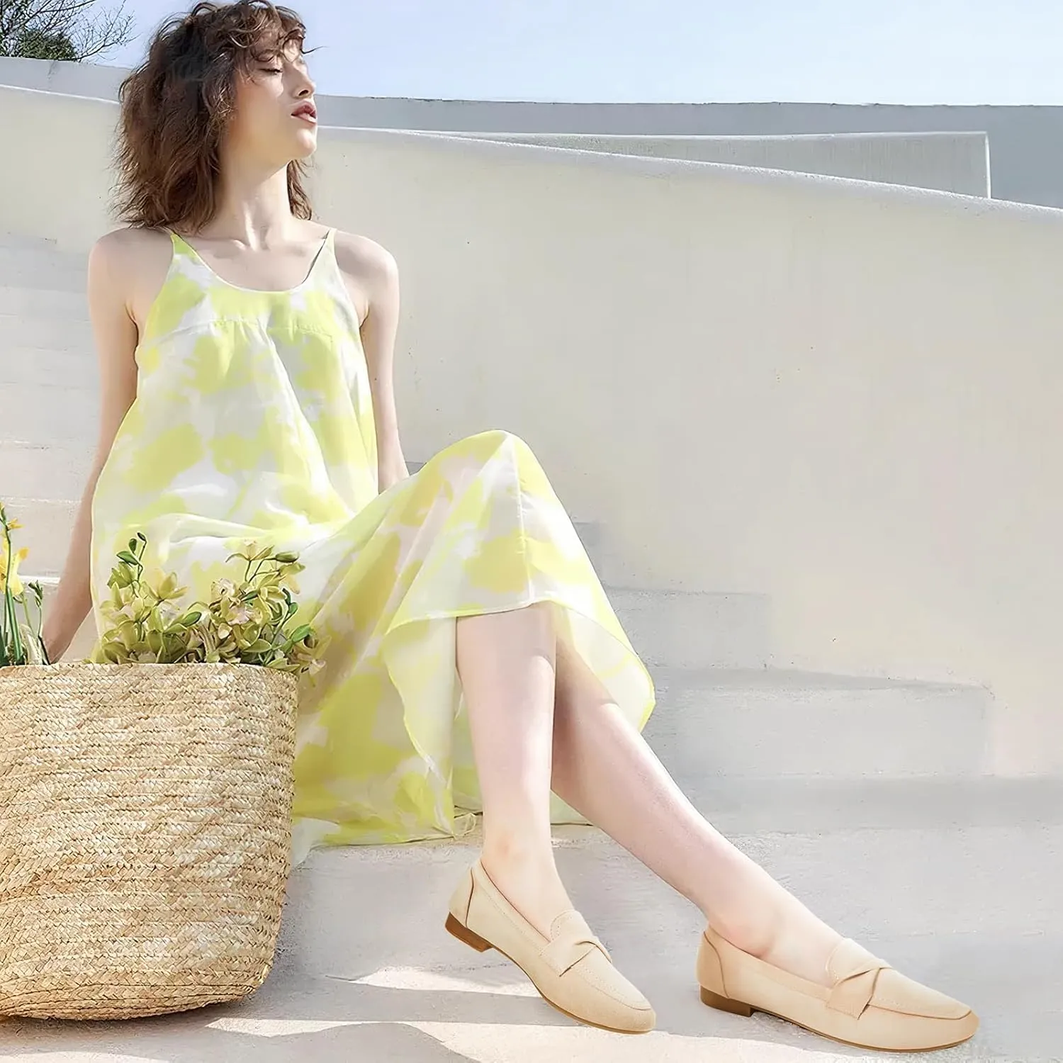 POVOGER Loafers for Women Slip on Shoes Black Flats Shoes Comfortable Work Shoes for Women Square Toe Ballets Flats