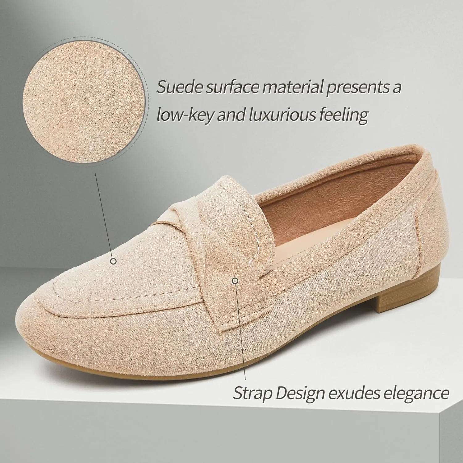 POVOGER Loafers for Women Slip on Shoes Black Flats Shoes Comfortable Work Shoes for Women Square Toe Ballets Flats
