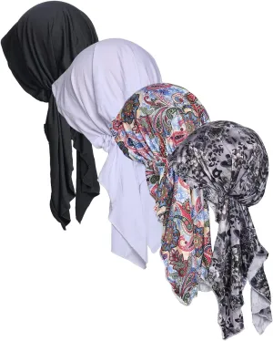 Pre Tied Head Covers Sets Chemo Beanies for Women Slip On Lightweight Chemo Bandana Turban