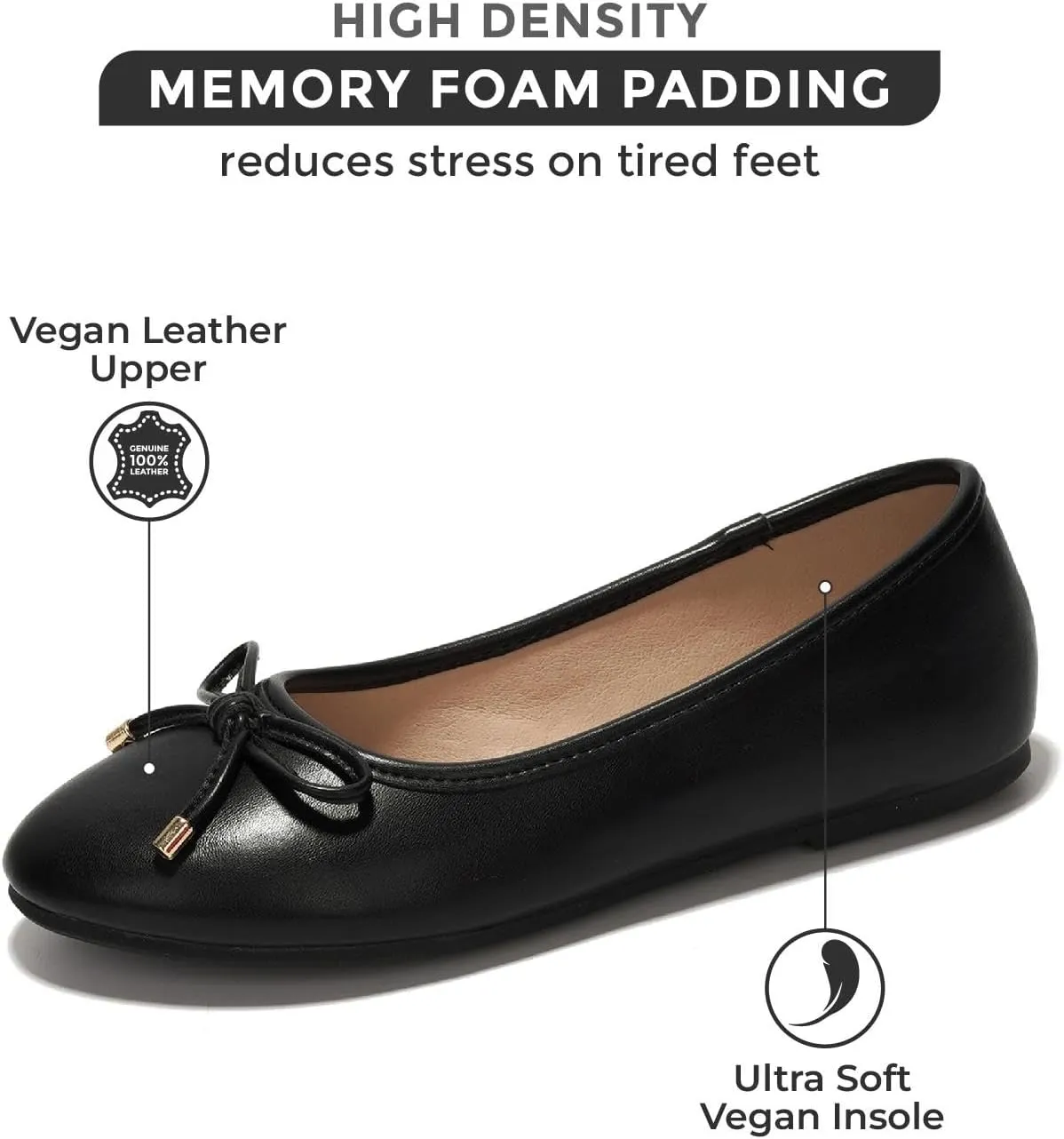 Project Cloud Ballet Flats Shoes for Women, Casual Womens Shoes Dressy w/Memory Foam Insole, for Mom Flats for Women Footwear, Womens Dresses Shoes (Ellison)