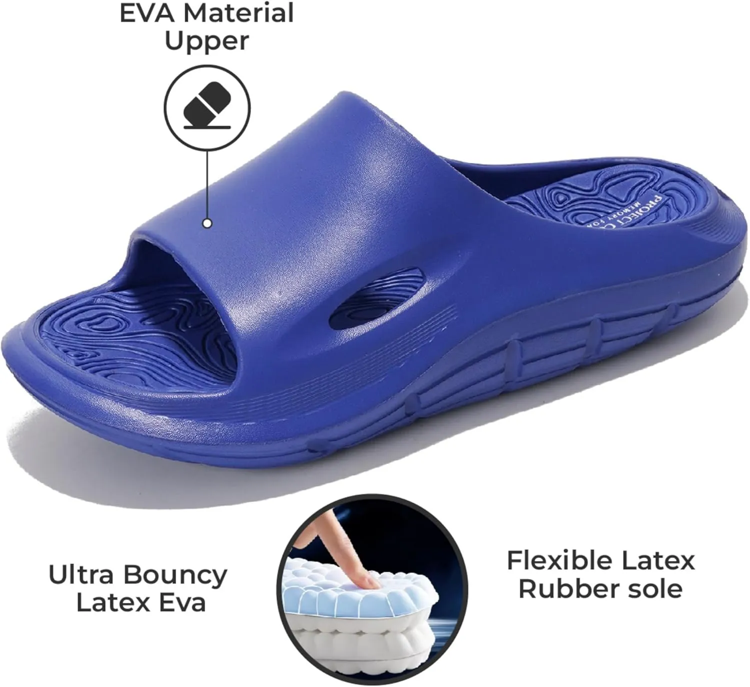 Project Cloud Mens Sandals - Lightweight and Flexible EVA Recovery Slides for Men with Ultra Bouncy Latex Insole - Comfortable Water Resistant Slippers for Men Footwear (Dean)