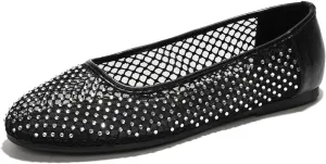Project Cloud Mesh Womens Flats - Memory Foam Ballet Flats Shoes for Women - Non Slip Ballerina Womens Sneakers - Trendy Slip on Flat Shoes for Women (Ruthie, Black, 8.5)