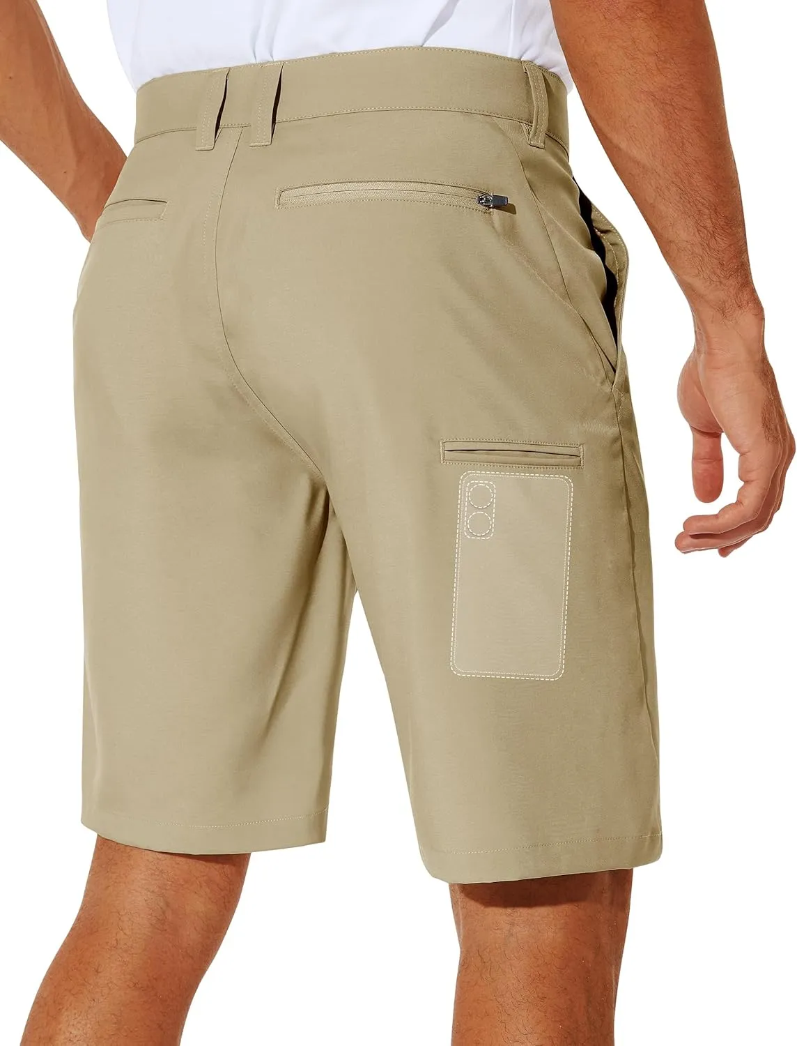 PULI Men's Stretch Golf Short Quick Dry Dress Casual Lightweight Flat Front 10" Summer Hybrid Shorts with Pockets