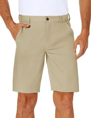 PULI Men's Stretch Golf Short Quick Dry Dress Casual Lightweight Flat Front 10" Summer Hybrid Shorts with Pockets
