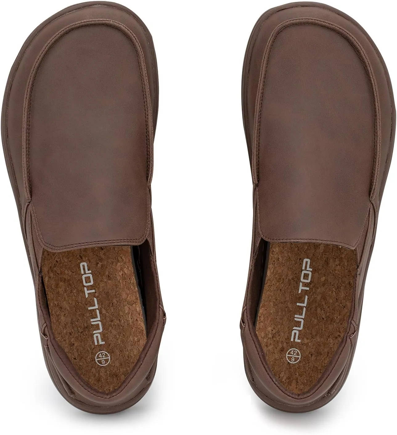 Pulltop Men's Barefoot Wide Toe Box Shoes - Zero Drop Leather Slip On Dress Shoes Non Slip Walking Shoes for Men