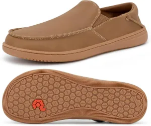 Pulltop Men's Barefoot Wide Toe Box Shoes - Zero Drop Leather Slip On Dress Shoes Non Slip Walking Shoes for Men