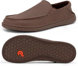 Pulltop Men's Barefoot Wide Toe Box Shoes - Zero Drop Leather Slip On Dress Shoes Non Slip Walking Shoes for Men