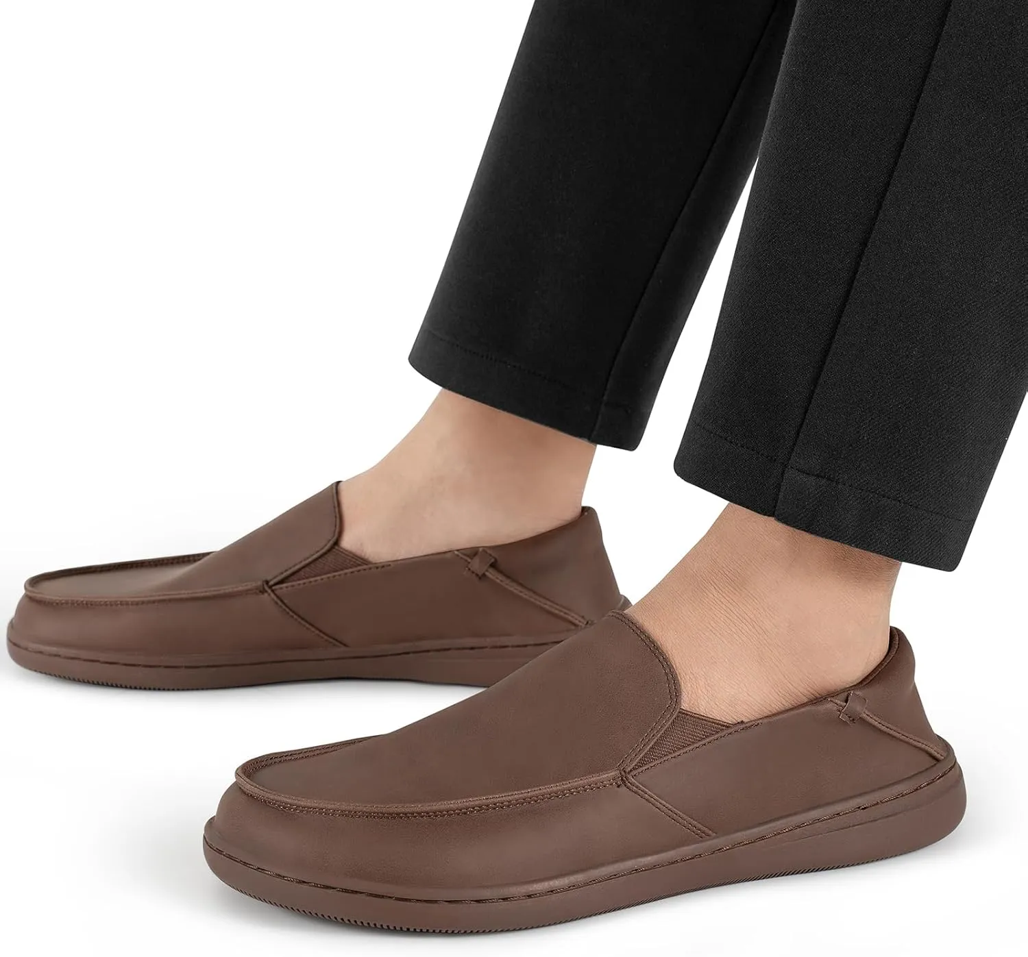 Pulltop Men's Barefoot Wide Toe Box Shoes - Zero Drop Leather Slip On Dress Shoes Non Slip Walking Shoes for Men