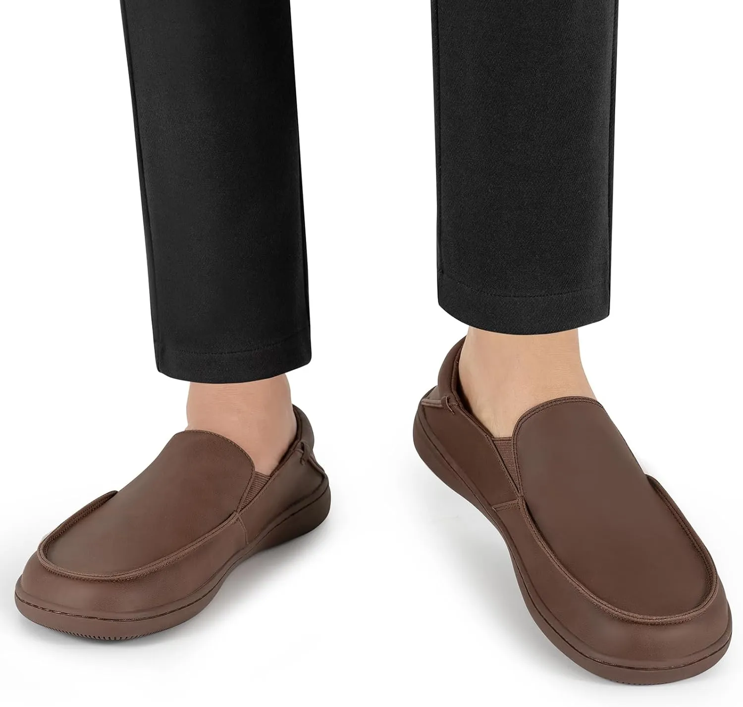 Pulltop Men's Barefoot Wide Toe Box Shoes - Zero Drop Leather Slip On Dress Shoes Non Slip Walking Shoes for Men