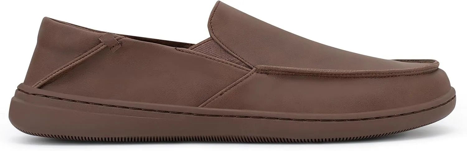 Pulltop Men's Barefoot Wide Toe Box Shoes - Zero Drop Leather Slip On Dress Shoes Non Slip Walking Shoes for Men