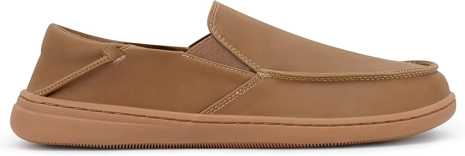 Pulltop Men's Barefoot Wide Toe Box Shoes - Zero Drop Leather Slip On Dress Shoes Non Slip Walking Shoes for Men