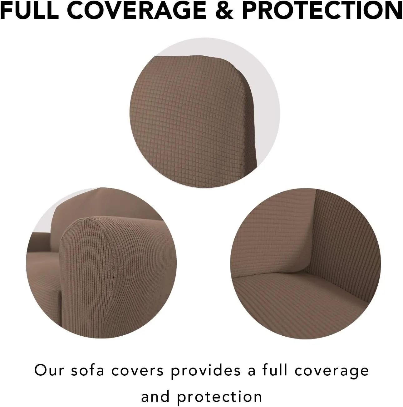 PureFit Stretch Sofa Slipcover – Spandex Jacquard Non Slip Soft Couch Sofa Cover, Washable Furniture Protector with Non Skid Foam and Elastic Bottom for Kids (Sofa, Camel)