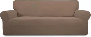 PureFit Stretch Sofa Slipcover – Spandex Jacquard Non Slip Soft Couch Sofa Cover, Washable Furniture Protector with Non Skid Foam and Elastic Bottom for Kids (Sofa, Camel)