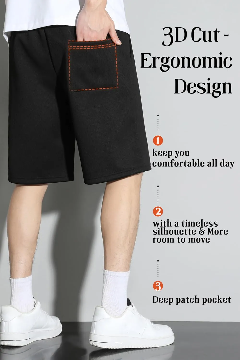 Pursky Men's Shorts Casual Elastic Waist Shorts Flat Front Short Athletic Pants with Pockets