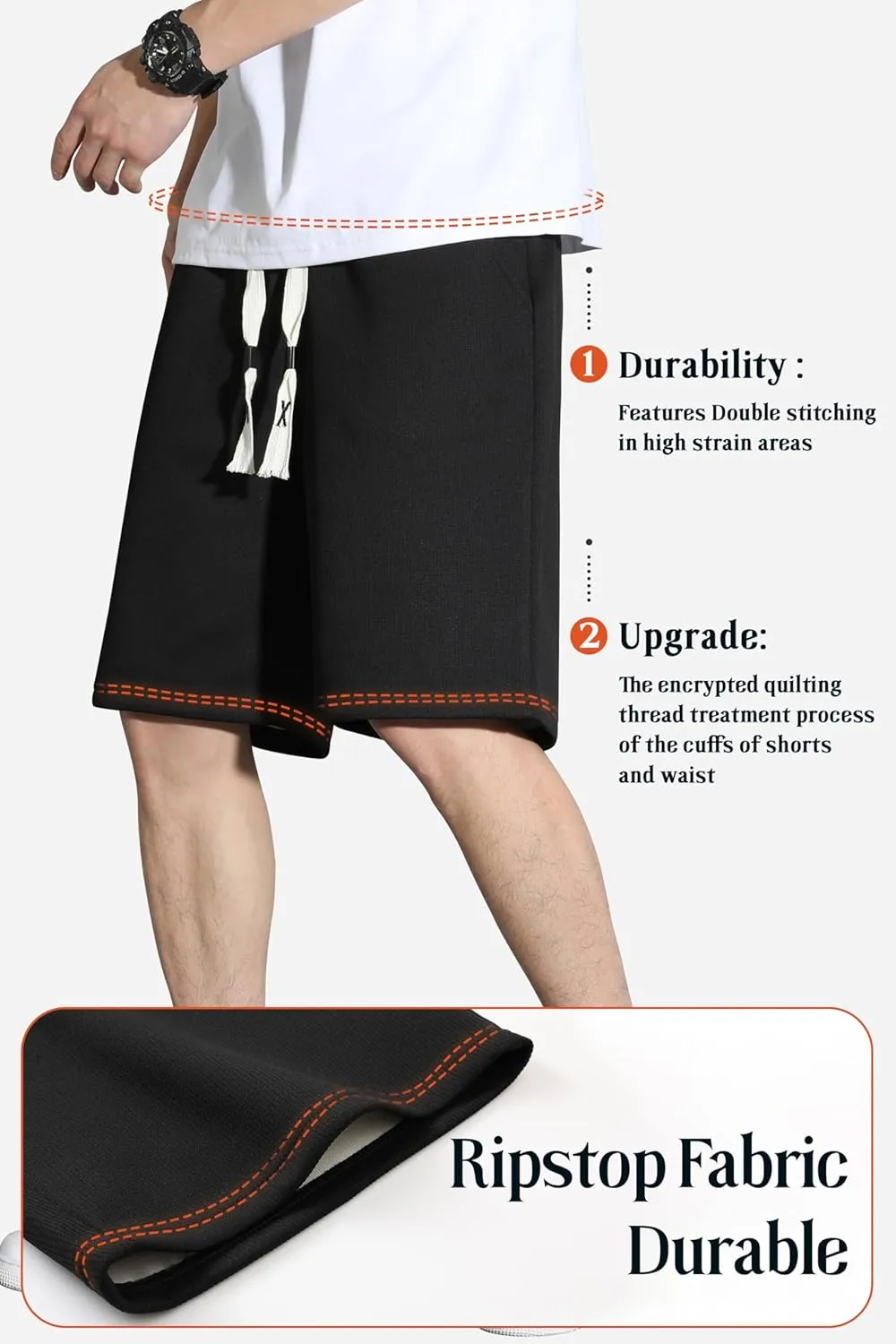 Pursky Men's Shorts Casual Elastic Waist Shorts Flat Front Short Athletic Pants with Pockets