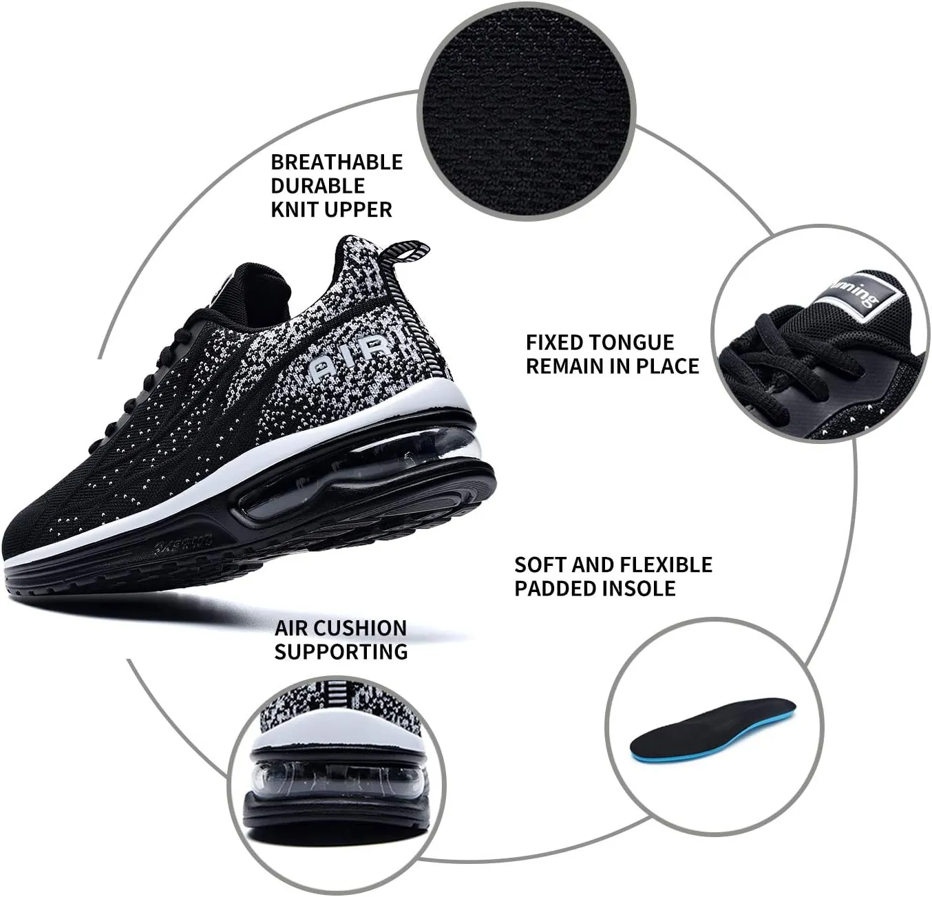 QAUPPE Mens Running Shoes Athletic Trail Tennis Sneaker (US7-12.5 D(M)