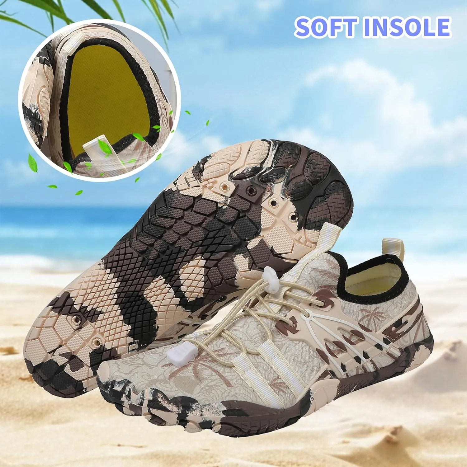 Quick Dry Barefoot Beach & Pool Shoes - Slip-on for Women & Men, Surf, Yoga & Water Sports
