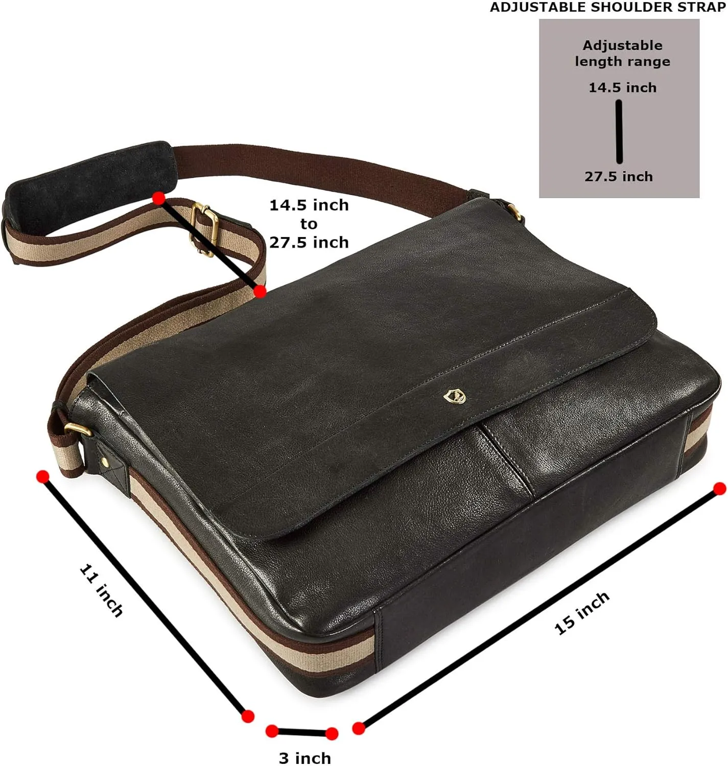 Real Leather Laptop Bag Men Women Distressed Vintage Messenger Satchel Shoulder Bag
