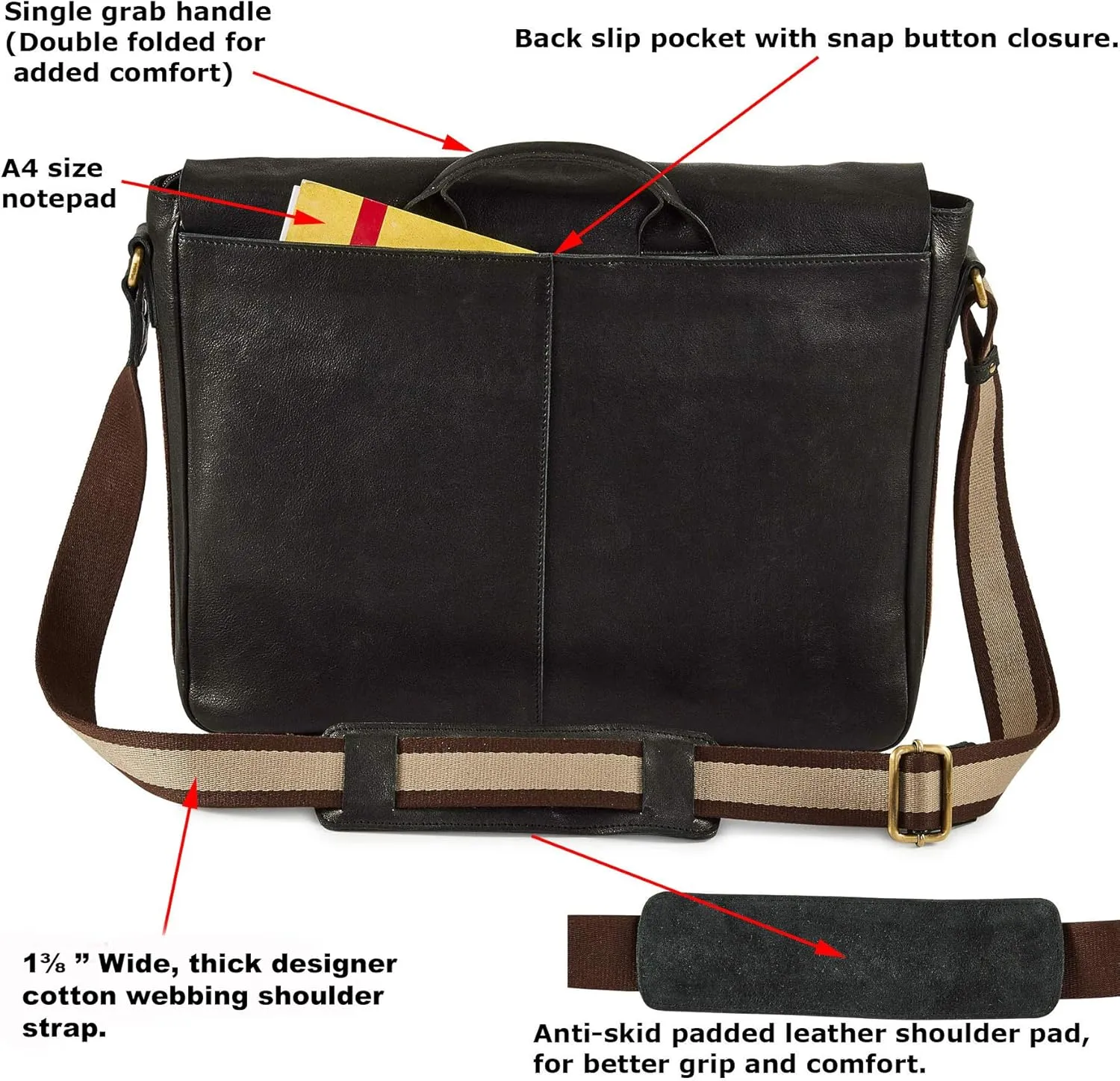 Real Leather Laptop Bag Men Women Distressed Vintage Messenger Satchel Shoulder Bag