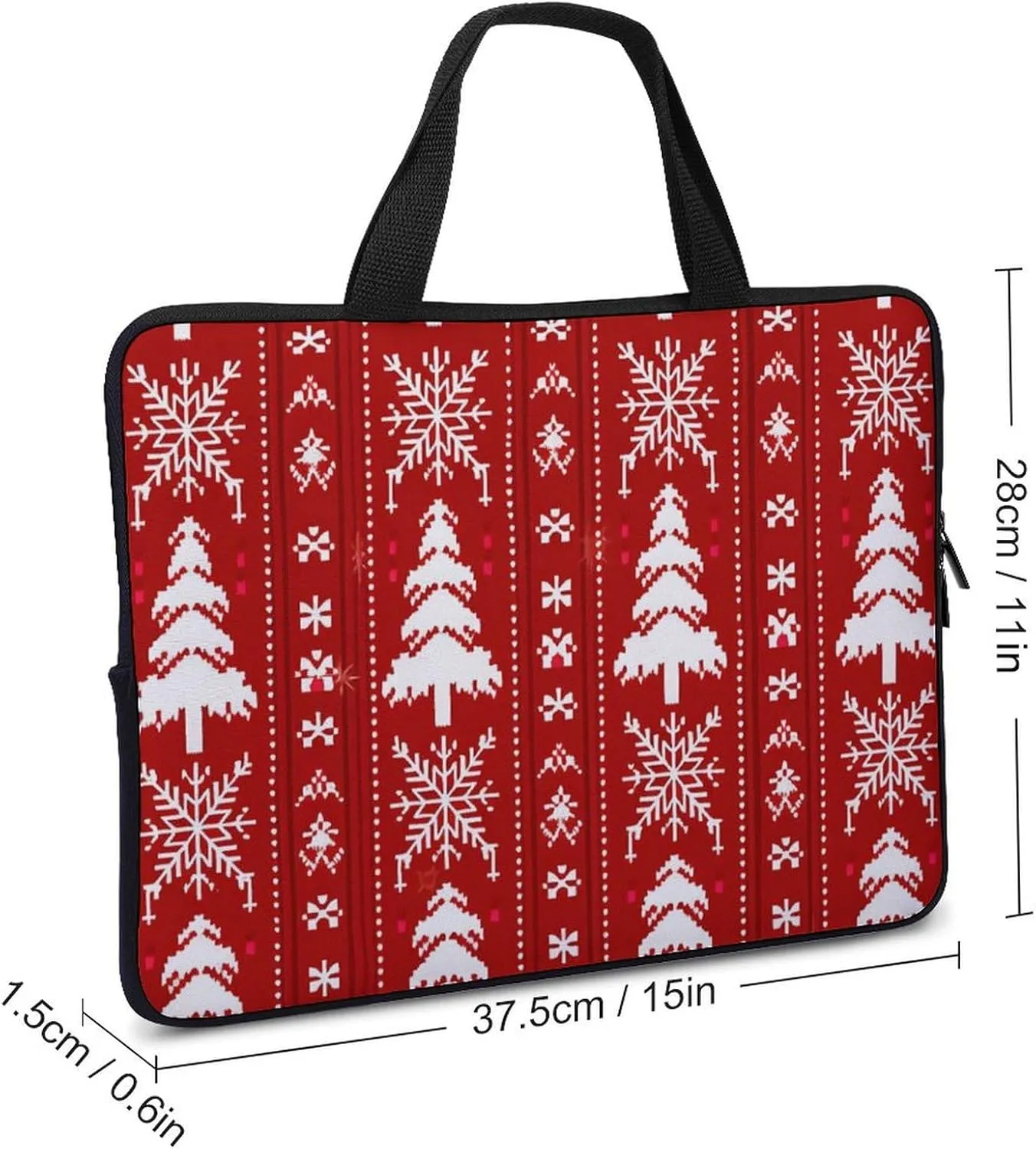 Red Christmas Pattern Laptop Sleeve Laptop Carrying Case Compatible Laptop Protective Bag with Handles