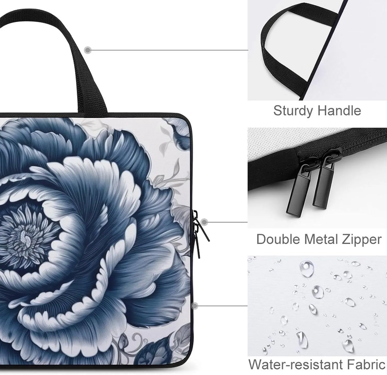 Red Christmas Pattern Laptop Sleeve Laptop Carrying Case Compatible Laptop Protective Bag with Handles