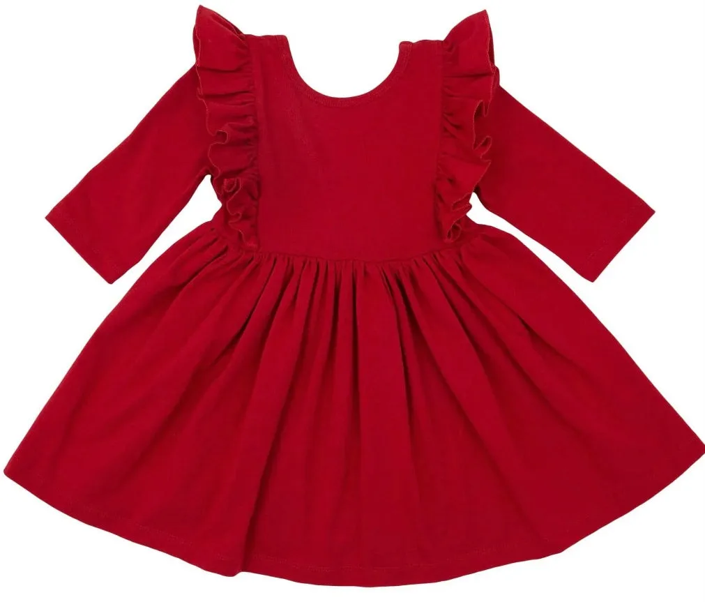 Red Ruffle Twirl Dress by Mila & Rose