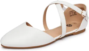 Rekayla Women's Flats Ankle Strap Ballet Flats Dressy Comfortable Women Shoes Criss-Cross Pointed Closed Toe Flats for Women Adjustable Buckle Fashion Cute Dress Flats for Work Wedding Office Casual