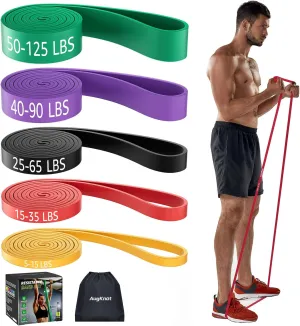Resistance Bands for Working Out: 5-Levels Exercise Bands Set - Pull Up Assistance Elastic Silicone - Physical Therapy/Stretching/Training - Home Gym for Women&Men