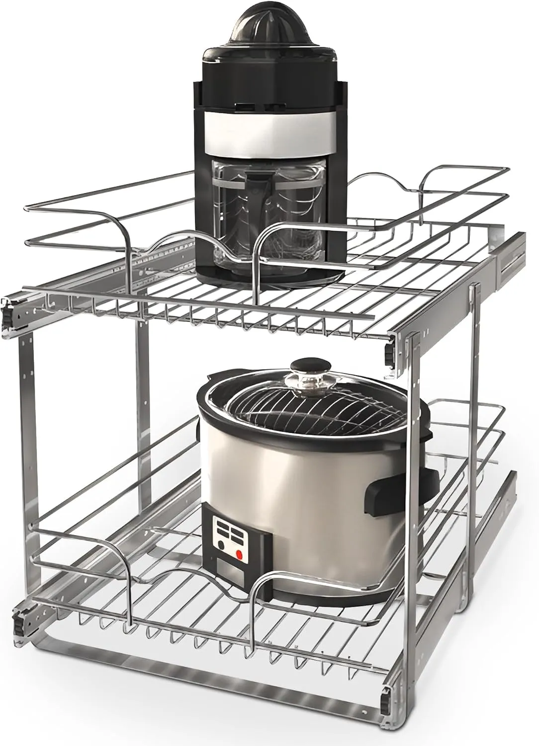 Rev-A-Shelf 2-Tier Kitchen Cabinet Pullout Shelf and Drawer Organizer Slide Out Pantry Storage Basket in Multiple Sizes, 15 x 22 In, 5WB2-1522CR-1