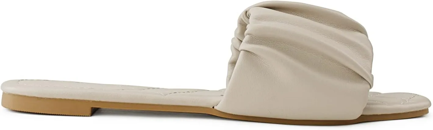 RF ROOM OF FASHION Women's Open Square Toe Trendy Slide Sandals