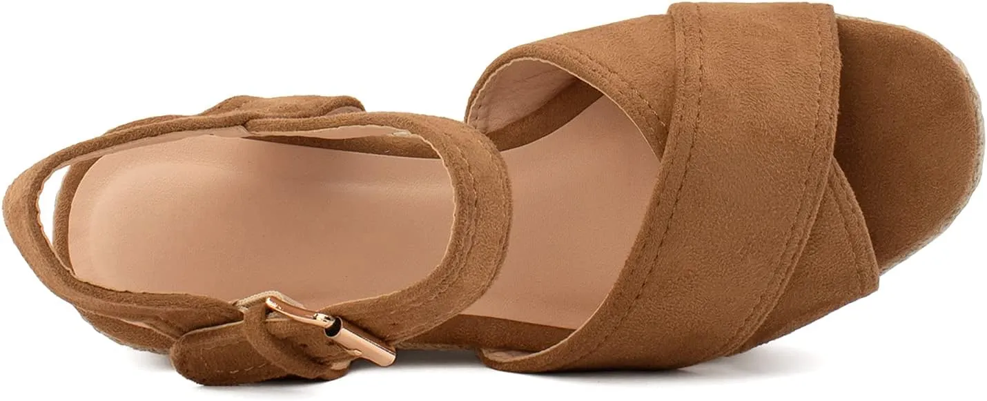 RF ROOM OF FASHION Women's Open Toe Slide on Footbed Platform Sandals