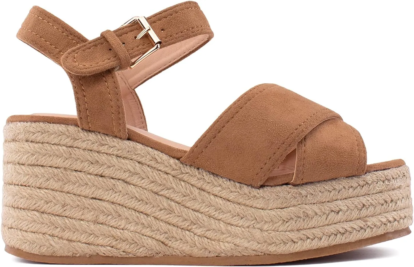 RF ROOM OF FASHION Women's Open Toe Slide on Footbed Platform Sandals