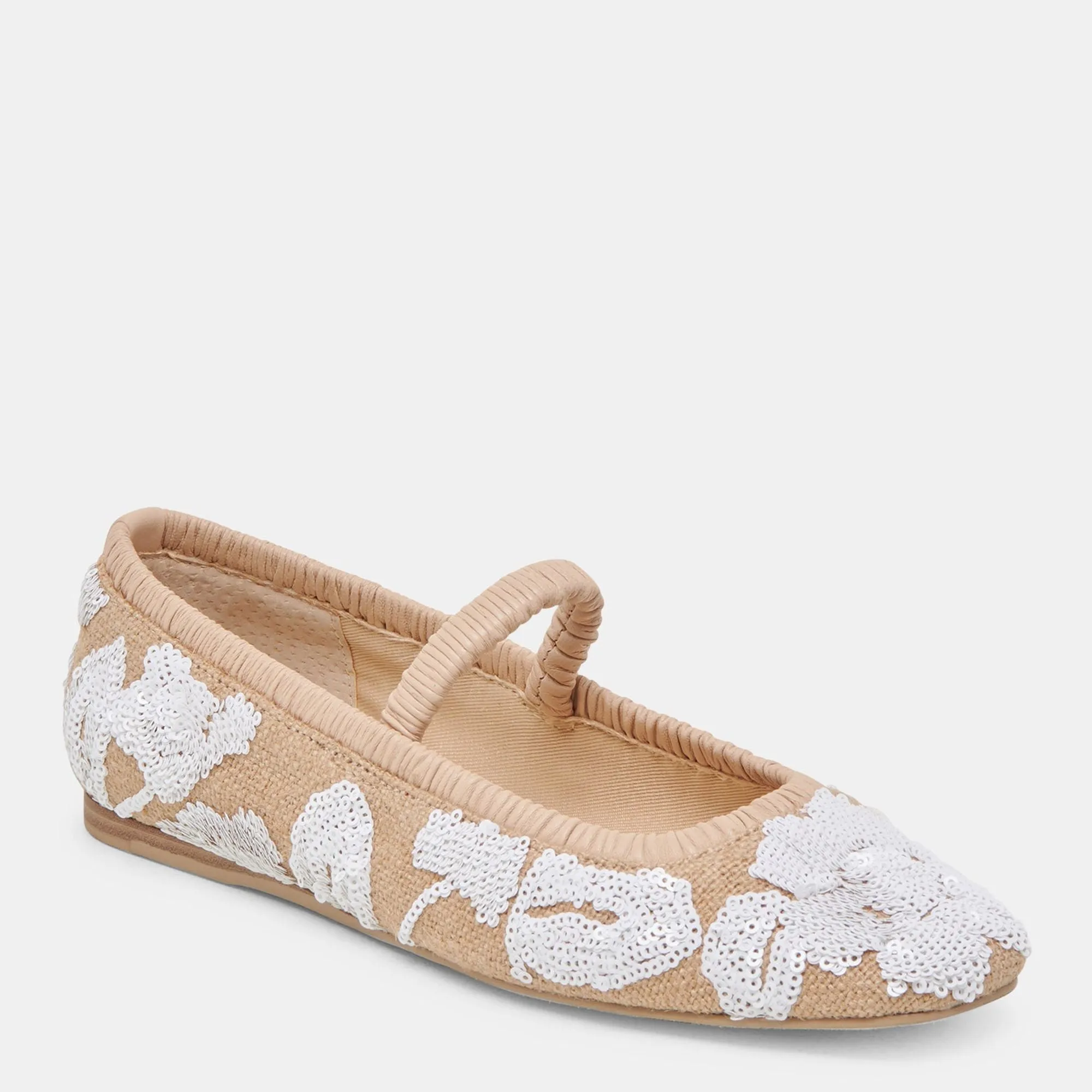 Rhodie Ballet Flats Natural Multi Floral Sequin