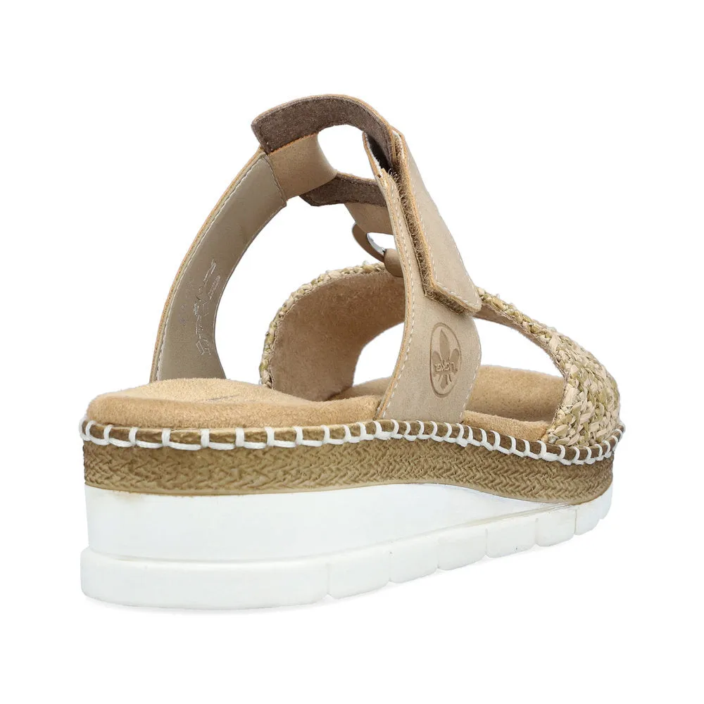 RIEKER - V1243-60 LOW WEDGE FASHION MULE - BEIGE