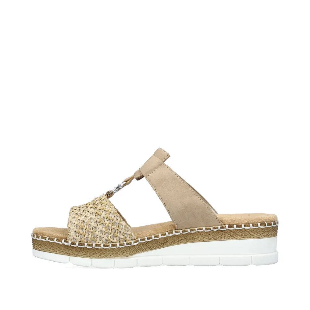 RIEKER - V1243-60 LOW WEDGE FASHION MULE - BEIGE