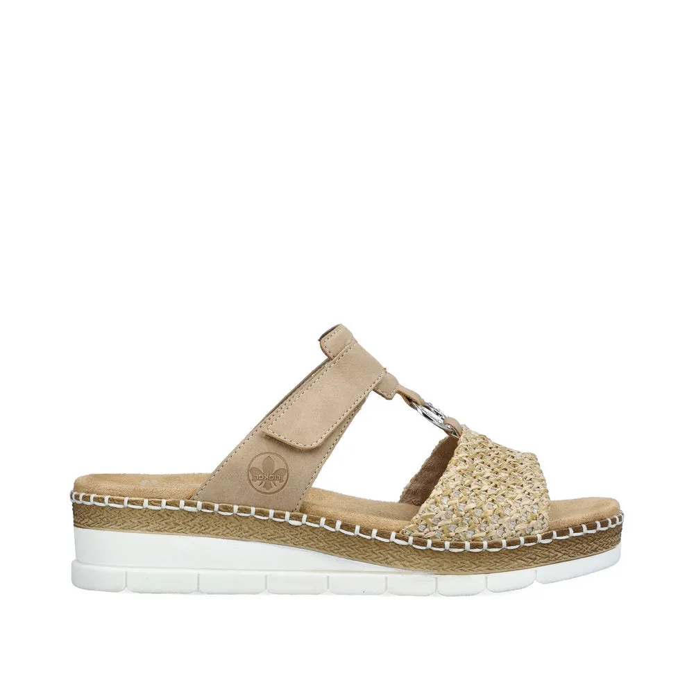 RIEKER - V1243-60 LOW WEDGE FASHION MULE - BEIGE