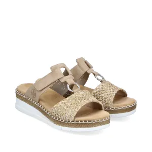 RIEKER - V1243-60 LOW WEDGE FASHION MULE - BEIGE