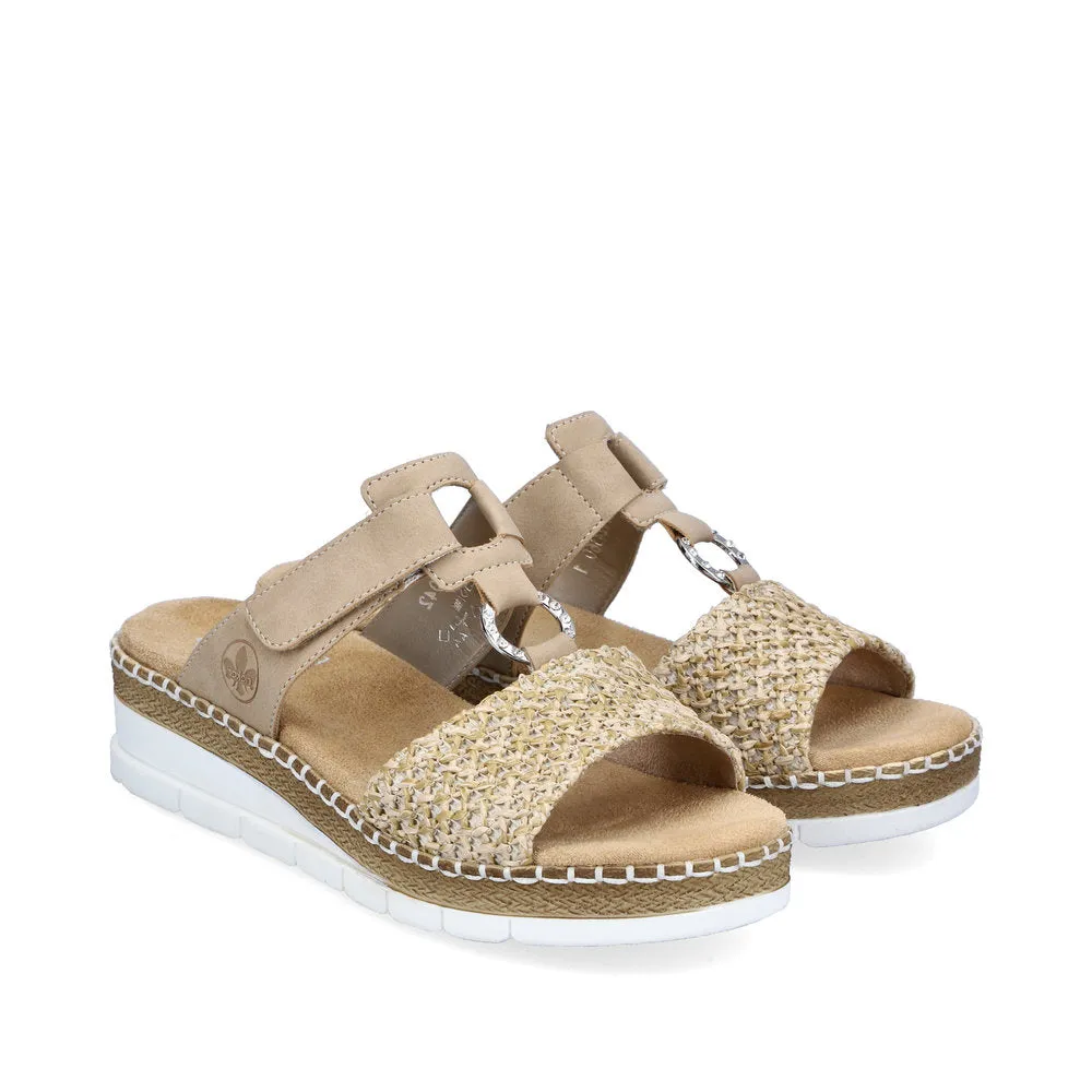 RIEKER - V1243-60 LOW WEDGE FASHION MULE - BEIGE